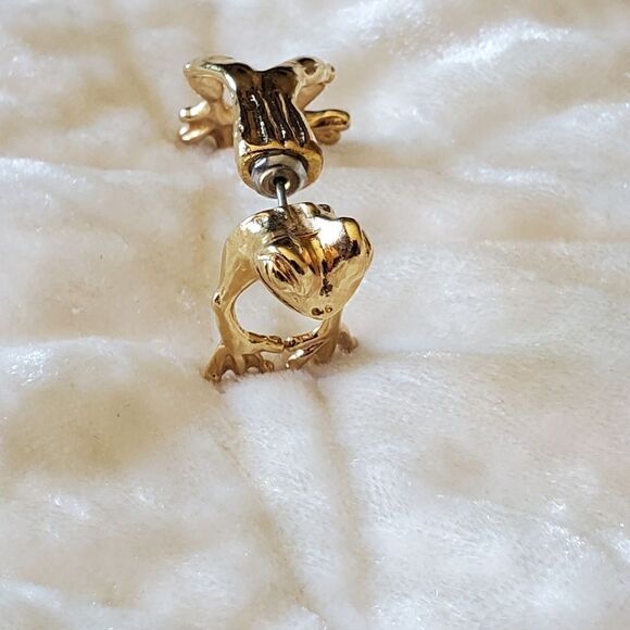 Vintage Women's Gold Tone Frog Earring  One Side Only Wimsical - Picture 7 of 8
